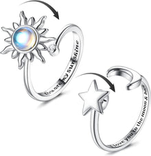 Silber Sonnenblume Spinner Ring Mondstein Anti Stress Damen