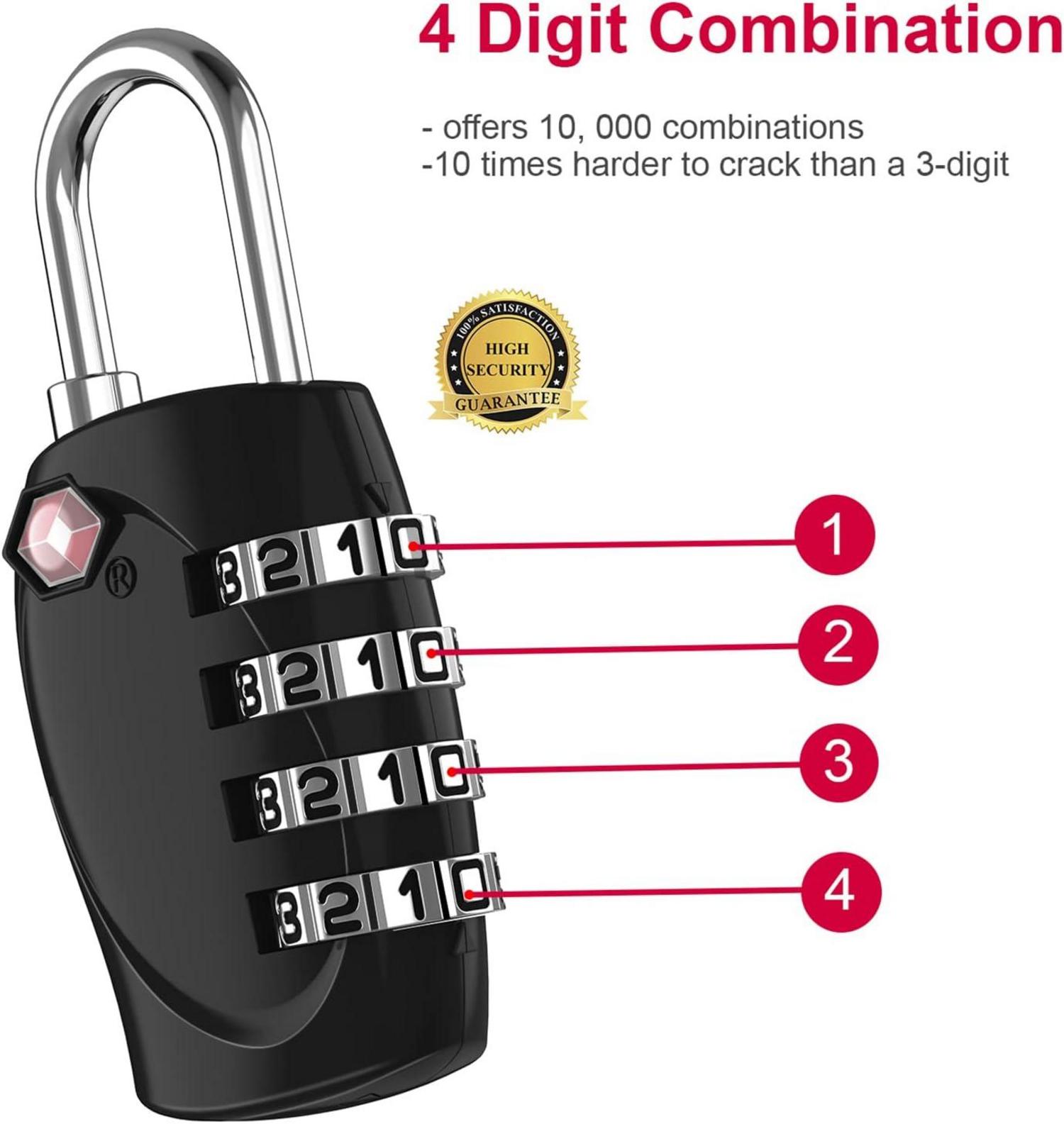 ZHEGE TSA Kofferschloss Zahlenschloss Schwarz 4 stellig 2 Stücke