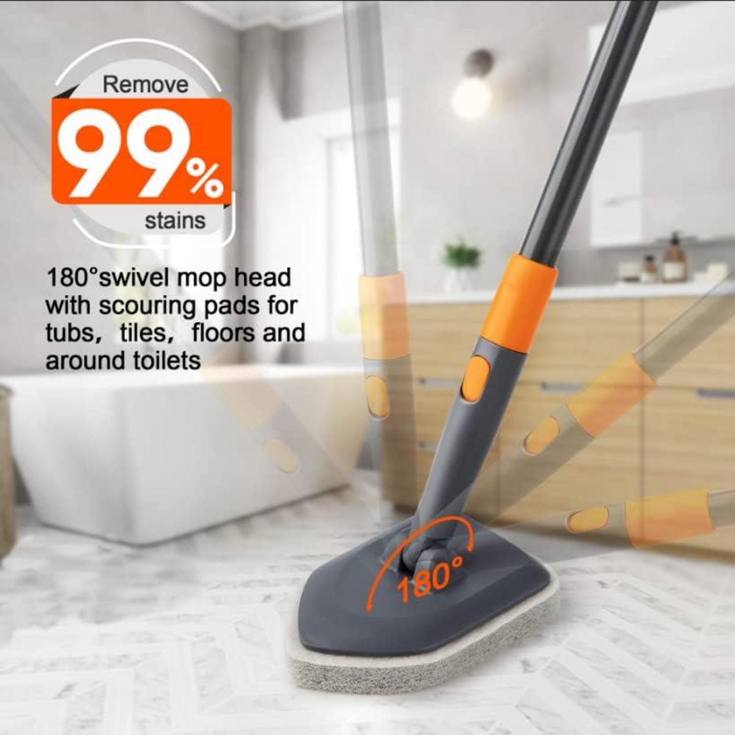 CLEANHOME Schrubber mit Stiel 4-in-1 Bad Reinigungsbürste 142cm Teleskop-Fliesenbürste