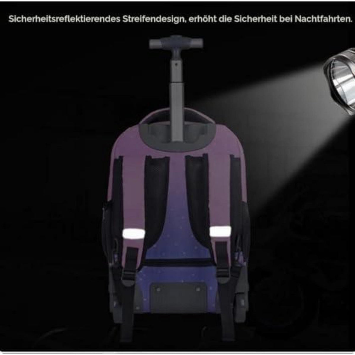 Trolley Rucksack mit Rollen – Schulranzen für Kinder & Teenager Pink Blumen