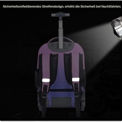 Trolley Rucksack mit Rollen – Schulranzen für Kinder & Teenager Pink Blumen