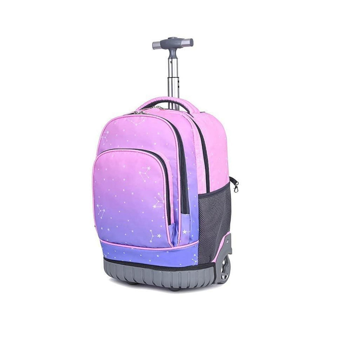 Trolley Rucksack mit Rollen – Wasserdichter Kinder Schulranzen Pink Lila
