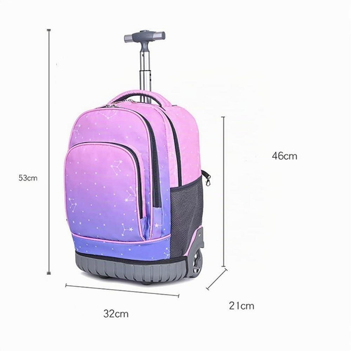 Trolley Rucksack mit Rollen – Wasserdichter Kinder Schulranzen Pink Lila