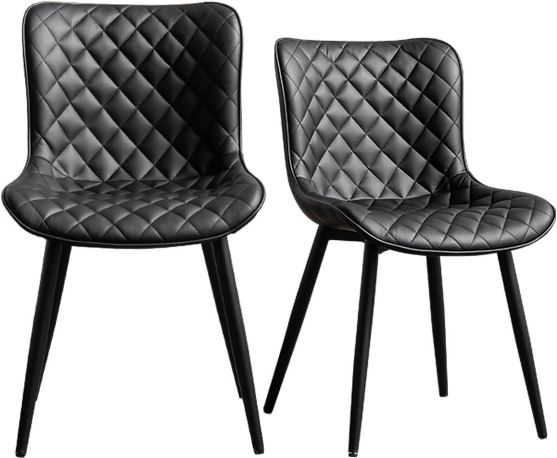 Esszimmerstühle 2er Set Kunstleder Metallbein Schwarz