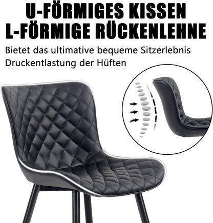 Esszimmerstühle 2er Set Kunstleder Schwarz Metallbeine Sofa Stuhl