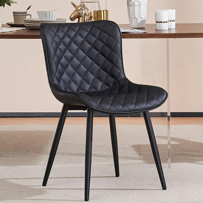 Esszimmerstühle 2er Set Kunstleder Schwarz Metallbeine Sofa Stuhl