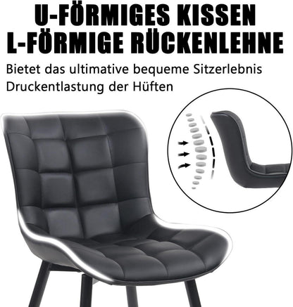 YOUTASTE Esszimmerstühle 2er Set Schwarz Metallbeinen Kunstleder Rückenlehne