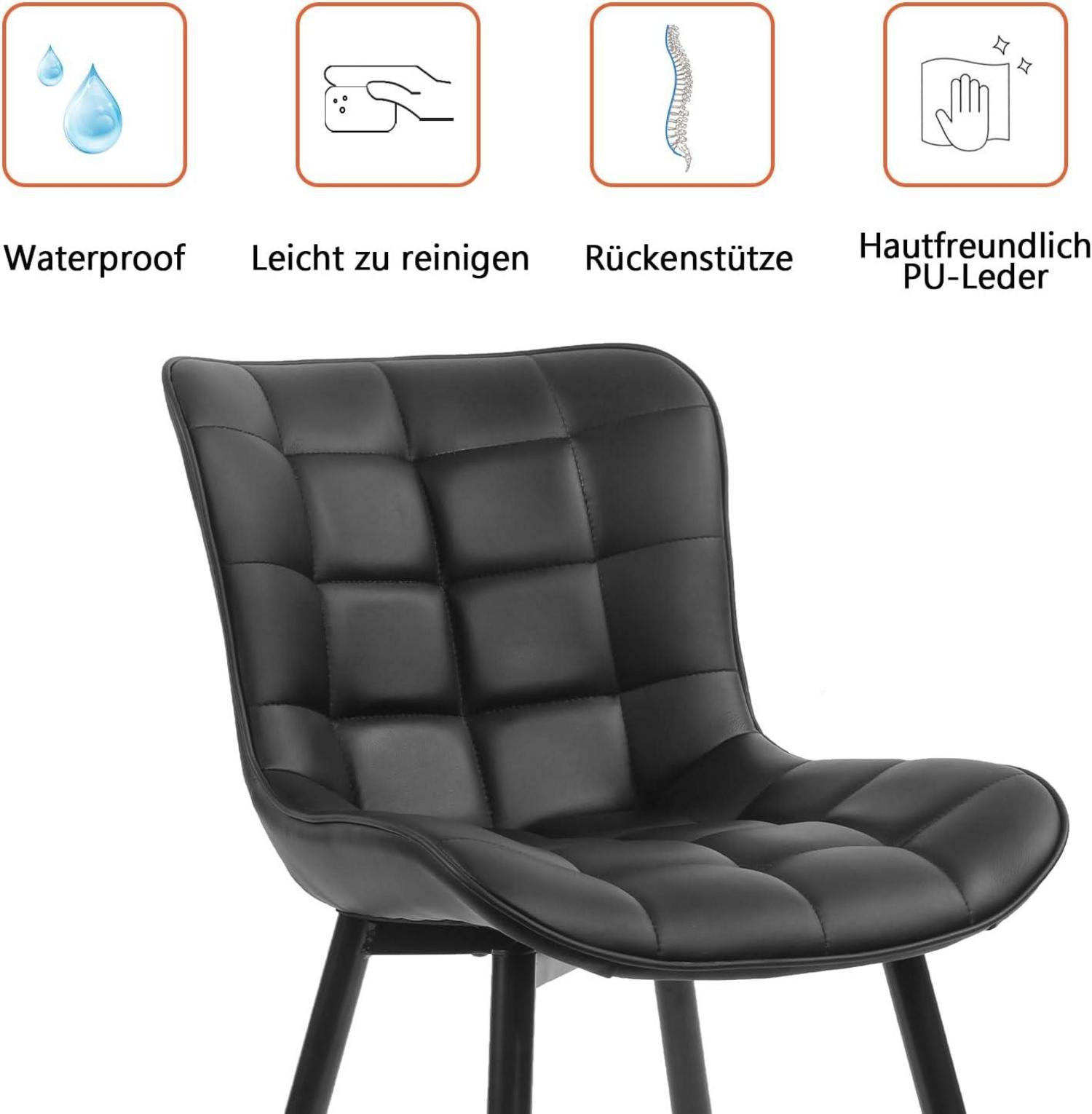 2er Set Esszimmerstühle Kunstleder Metallbeine Schwarz
