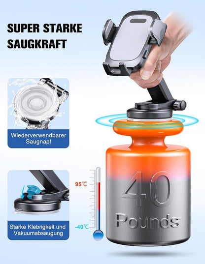 Handyhalterung Auto 360° Drehbar Saugnapf Armaturenbrett für