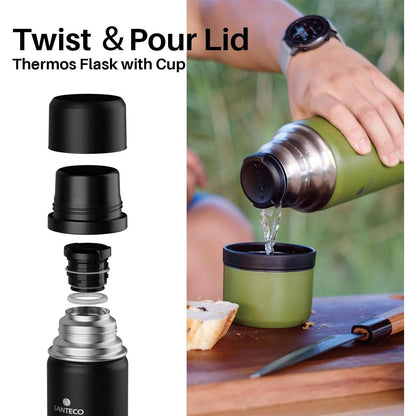 Thermoskanne Edelstahl 1l und 500ml Isolierflasche mit