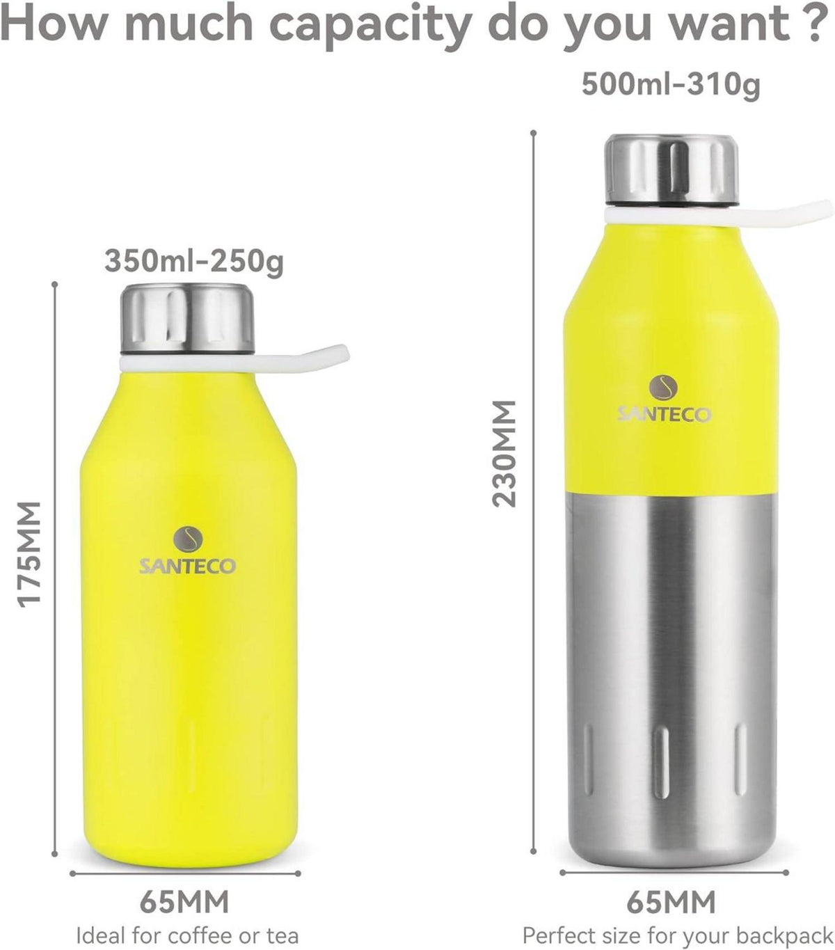 Edelstahl Trinkflasche 350ml 500ml Auslaufsicher BPA-Frei
