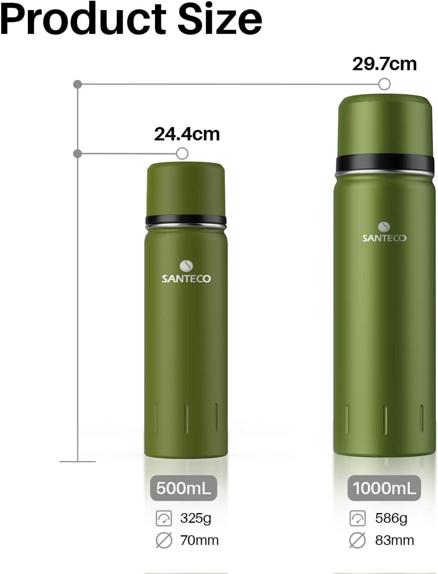 Thermosflasche Edelstahl Isolierflasche mit Trinkbecher 1l 500ml