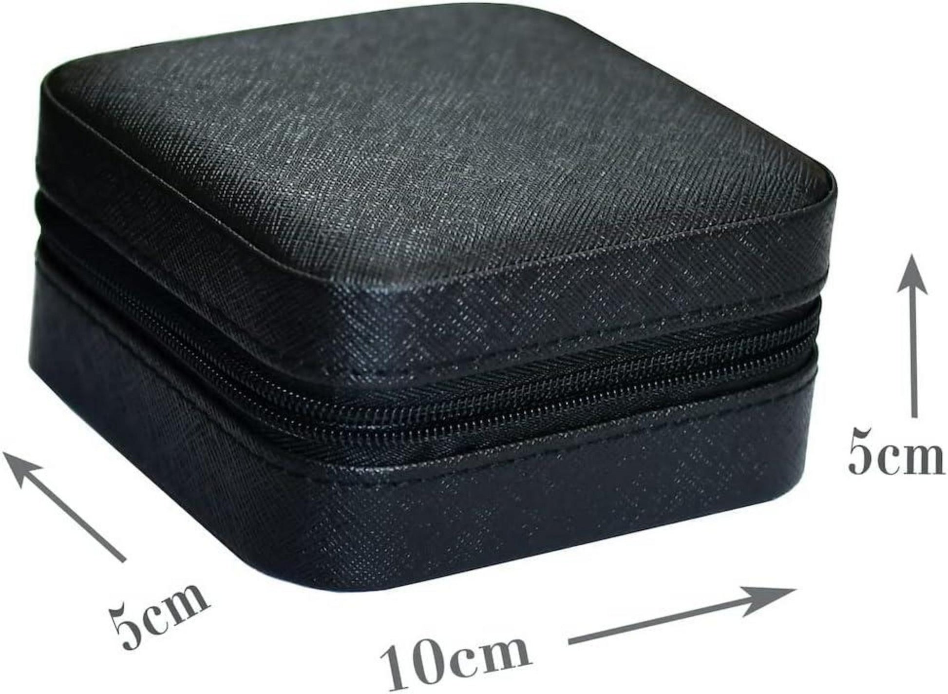 Reise Schmuckkästchen Schwarz Stepp-Design Schmuckbox 10x10 cm