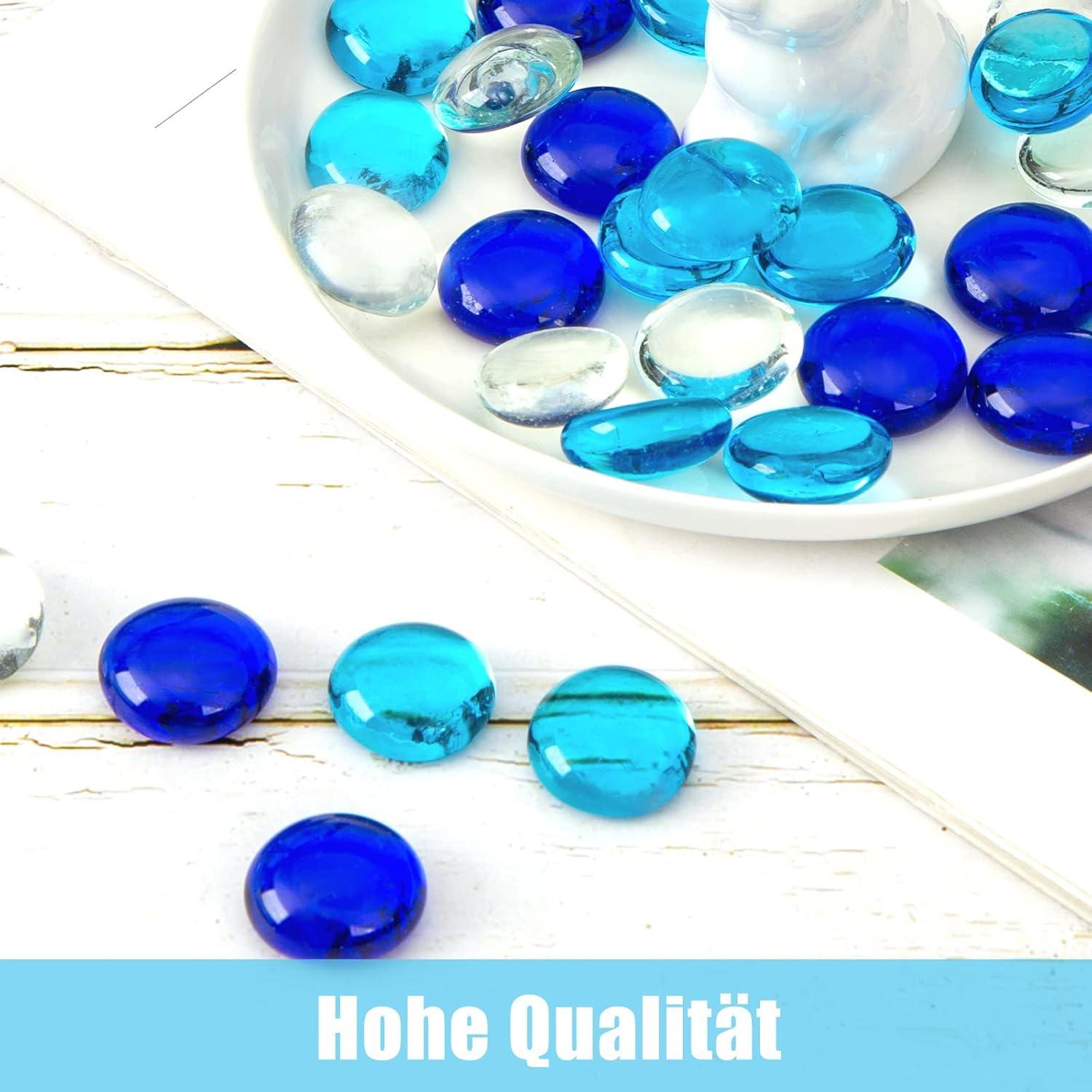 Glassteine Blau Transparent Deko Mosaik Cabochon 1500g