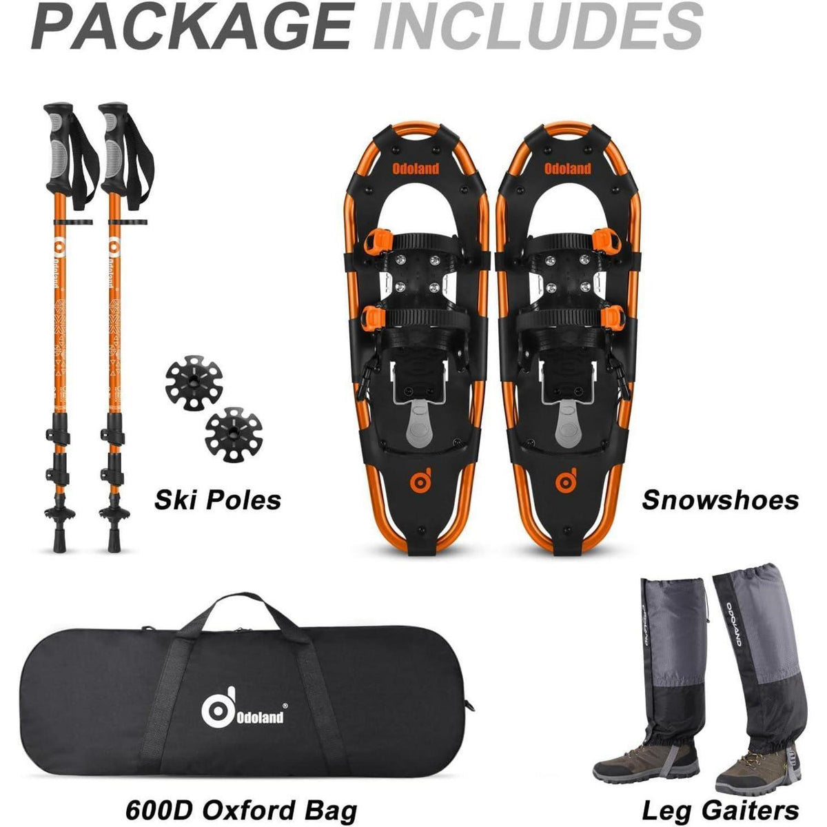 Schneeschuhe Set 4 IN 1 mit Stöcken & Gamaschen – Größe S (21 Inch)