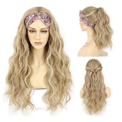 Blonde Wellen Stirnband Perücke – Synthetisch, 26 Zoll, Glueless