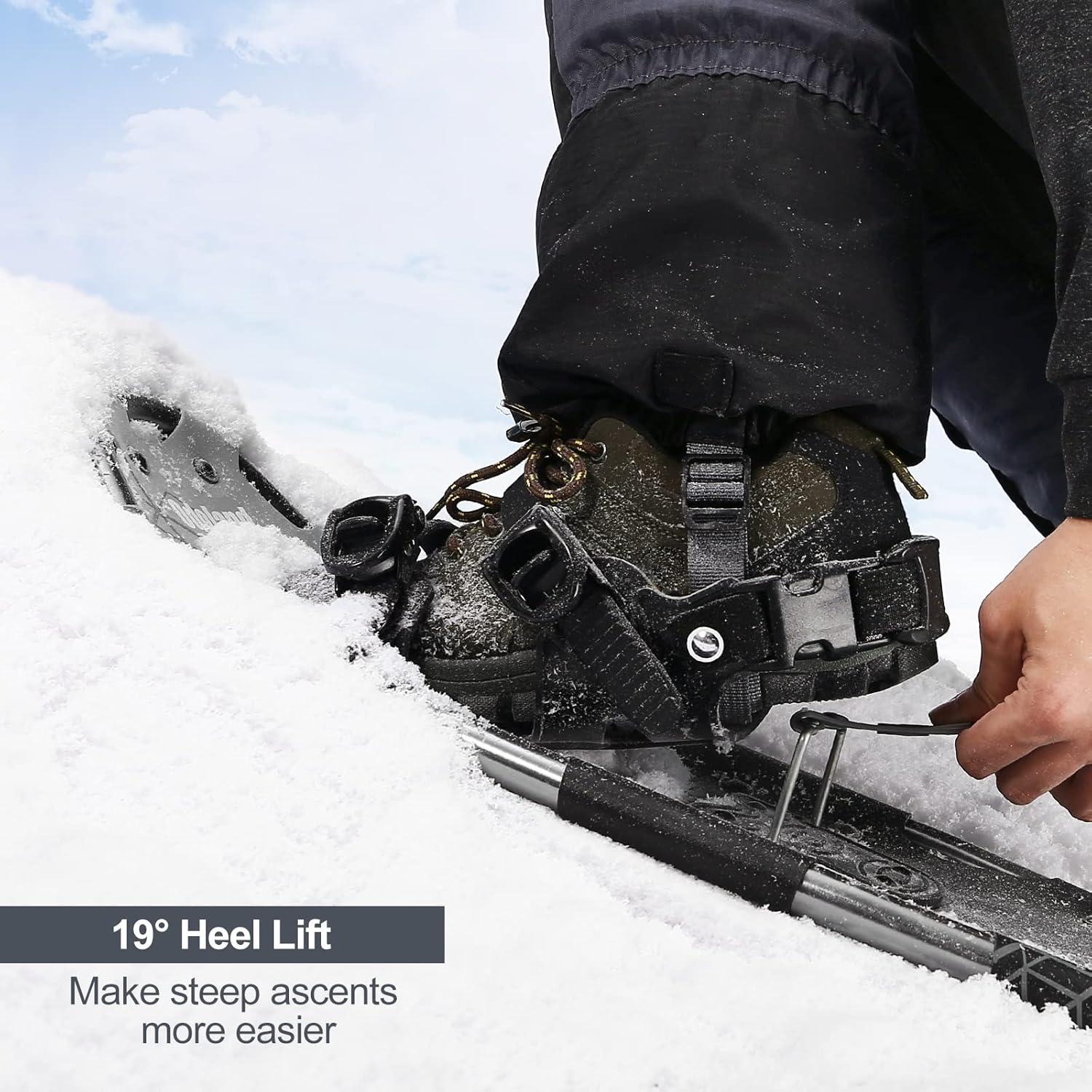 Odoland 4 IN 1 Schneeschuhe Steighilfe Damen Herren Wanderstöcke Gamaschen 25 IN