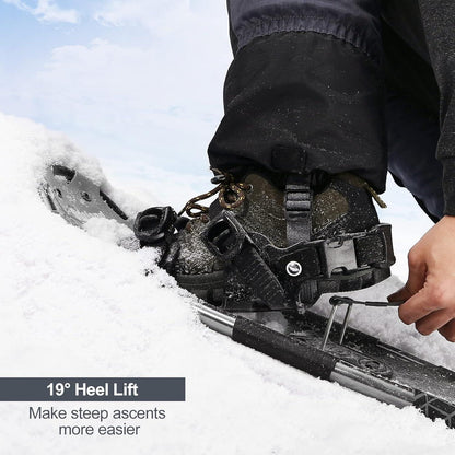 Odoland 4 IN 1 Schneeschuhe Steighilfe Damen Herren Wanderstöcke Gamaschen 25 IN