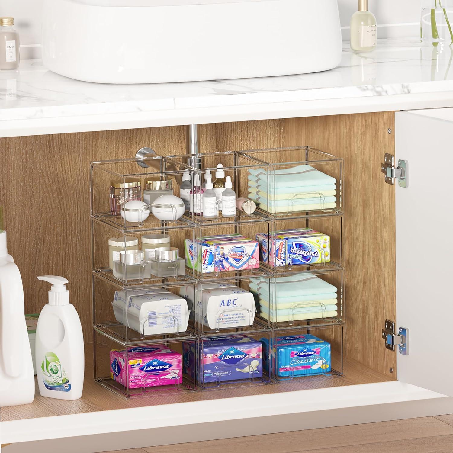 Transparent Acrylic Drawer Organiser, Stackable Storage Drawers for