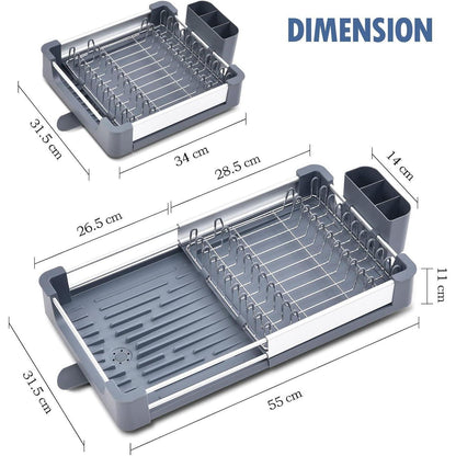 Erweiterbares Abtropfgestell aus Aluminium, Dunkelgrau