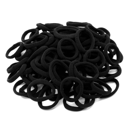 100er Pack Schwarze Elastische Haargummis für Damen & Mädchen