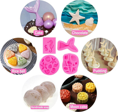 Meerjungfrau Silikonformen 3D Backform Set für Kuchen Schokolade DIY