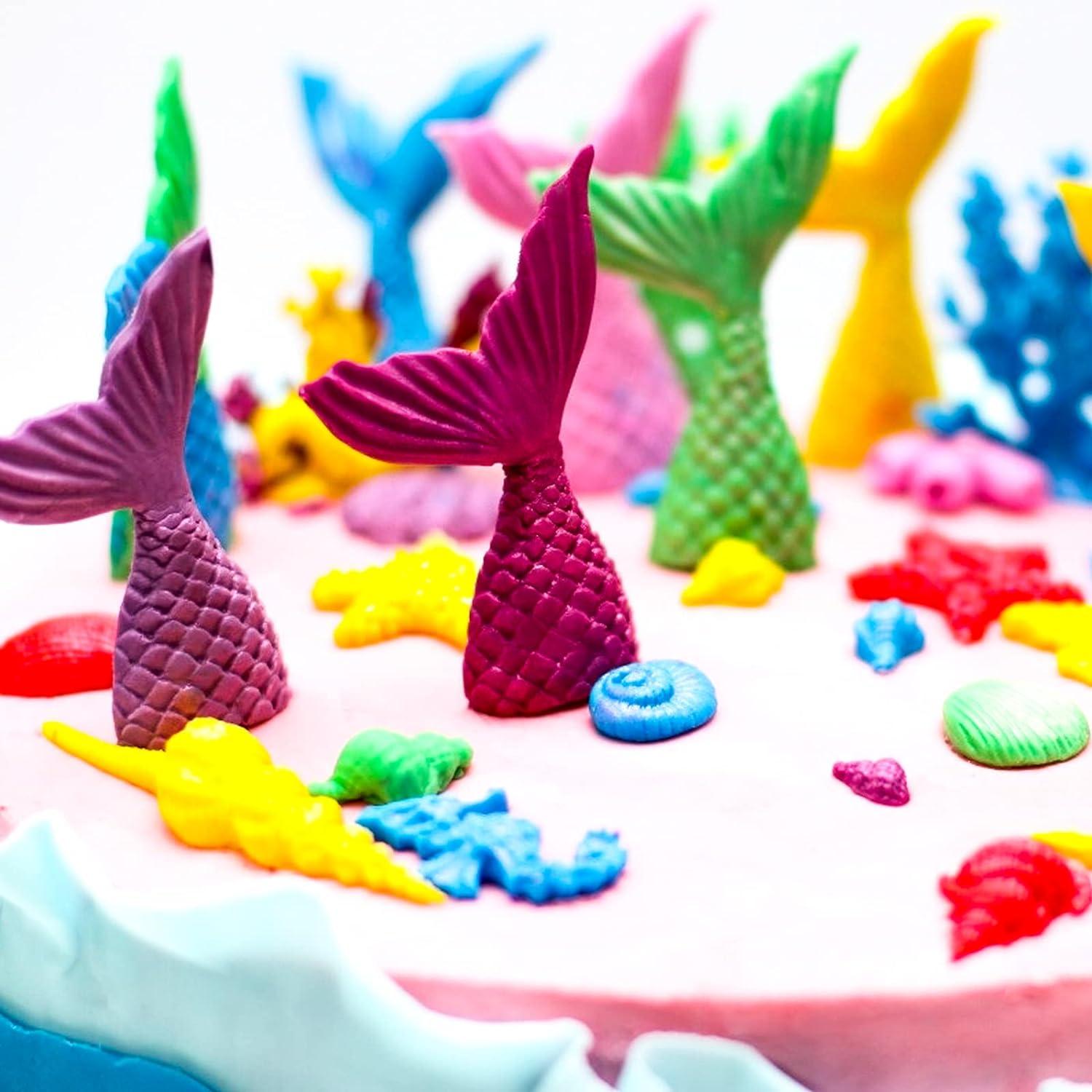 Meerjungfrau 3D Silikonformen Set Schwanz Muschel Seepferdchen für Fondant