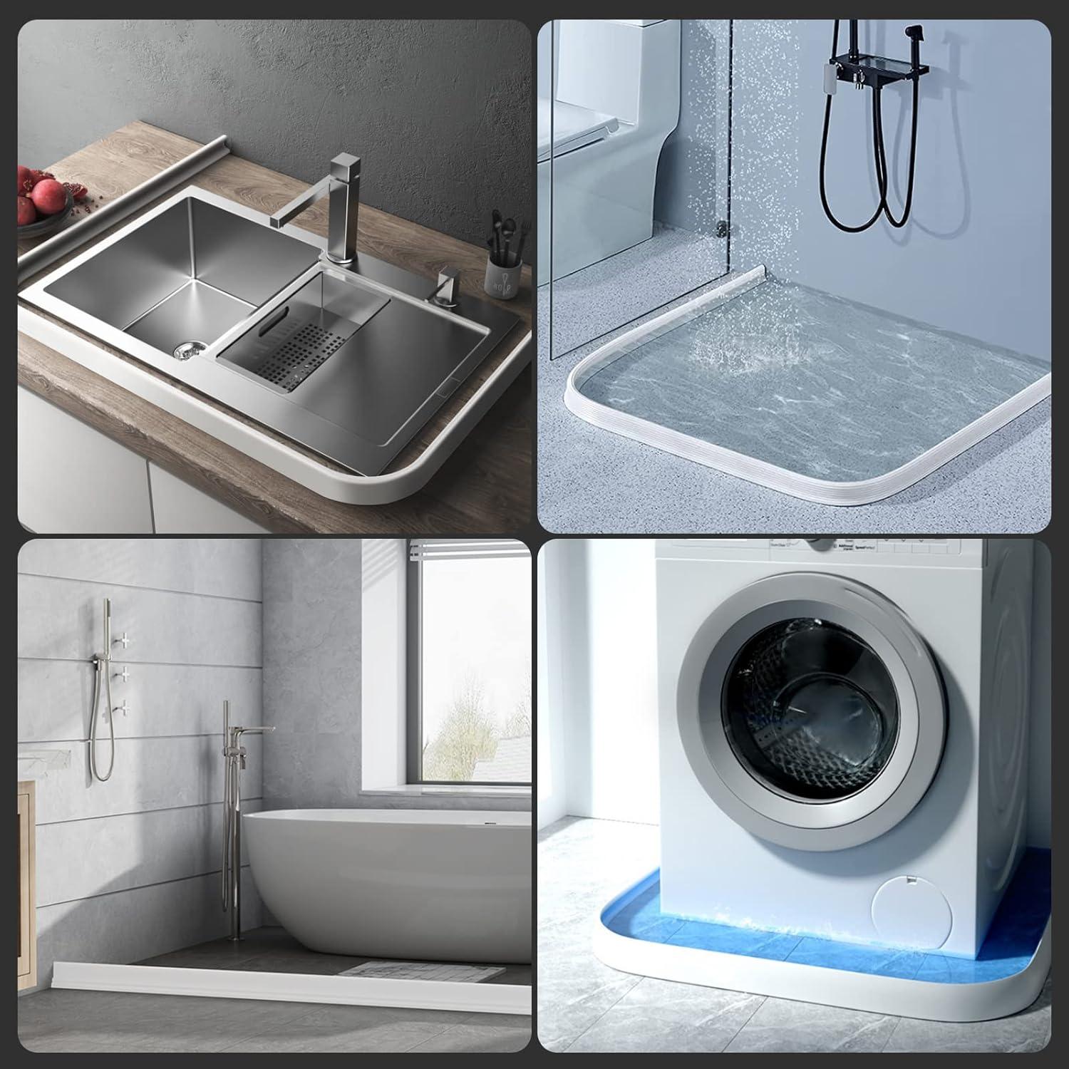 100CM Schwallschutzleiste Dusche Silikon Selbstklebend Rahmenlos