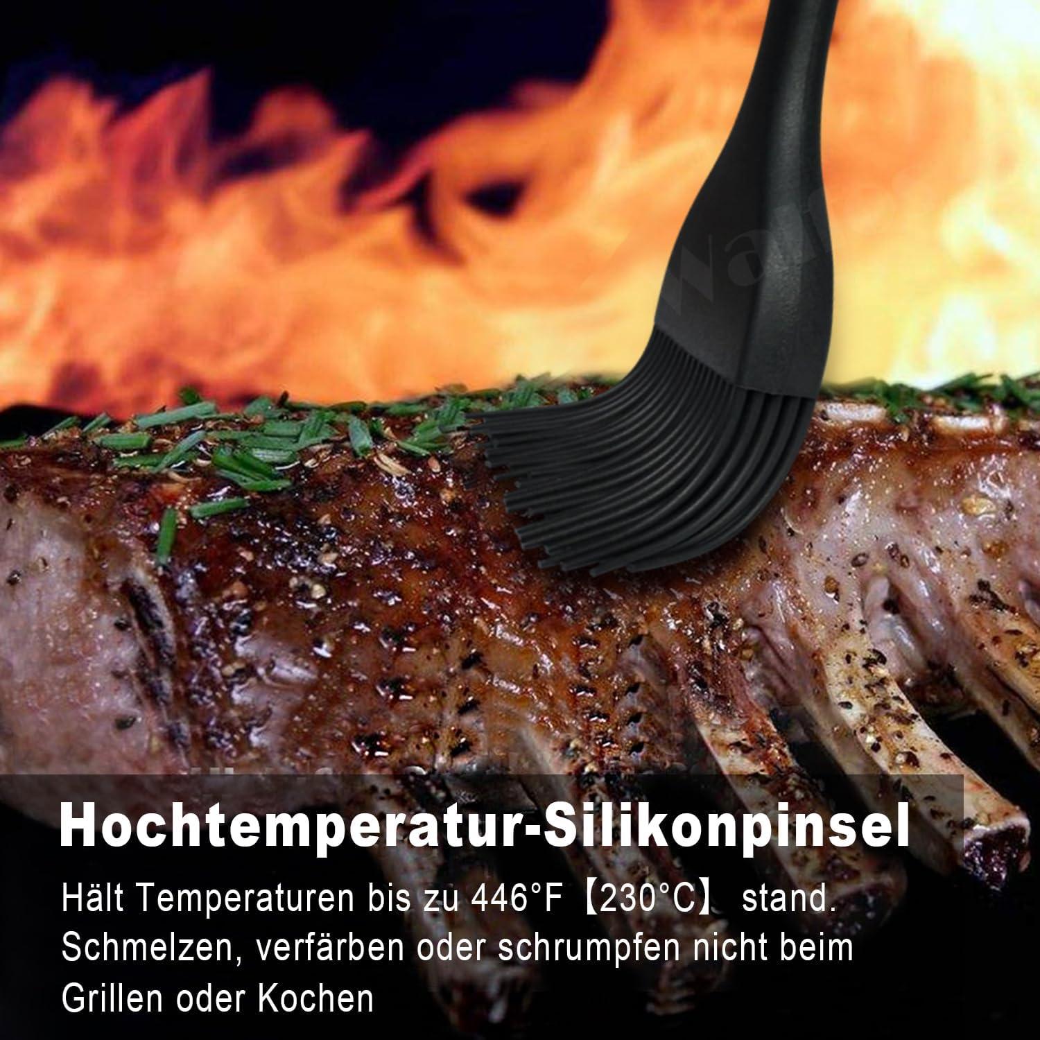 Walfos Silikon-Backpinsel Set 3-teilig hitzebeständig Küchenpinsel BBQ Grillen BPA-frei
