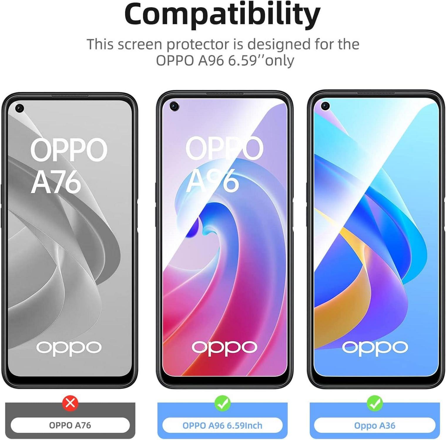 Panzer Schutz Glas Oppo A96 A36 3er Pack 9H Härte Ultra-klar