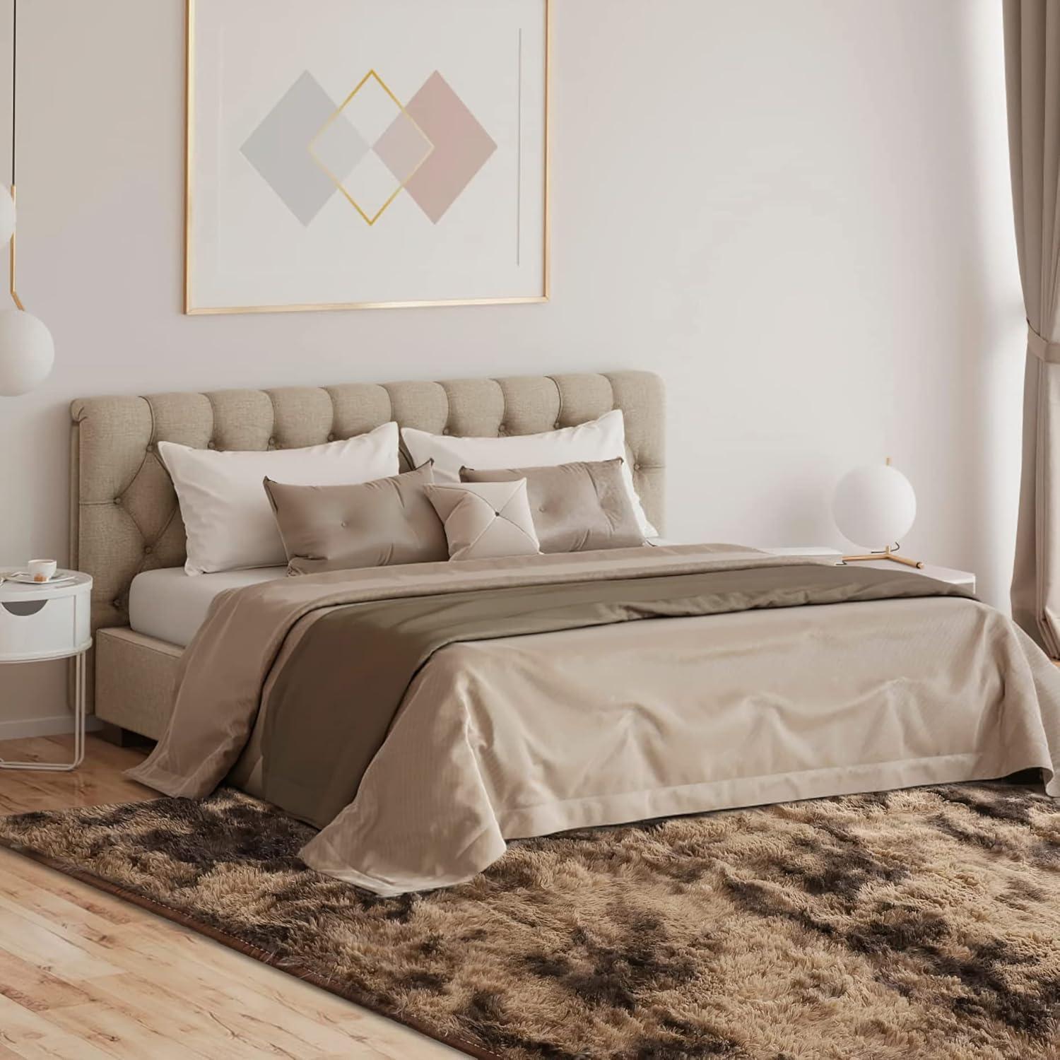 ROHATIM Hochflor Shaggy Teppich 80x150cm Super weich Braun