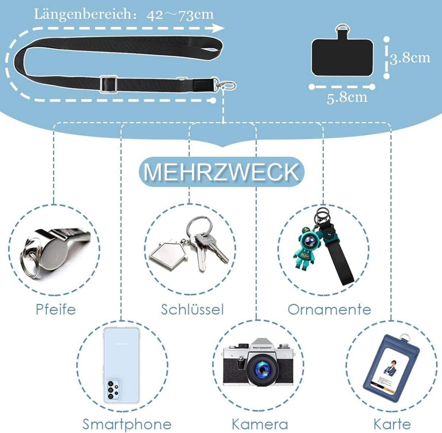 Universal-Handykette mit Handykordel zum Umhängen für Smartphones hellgrau