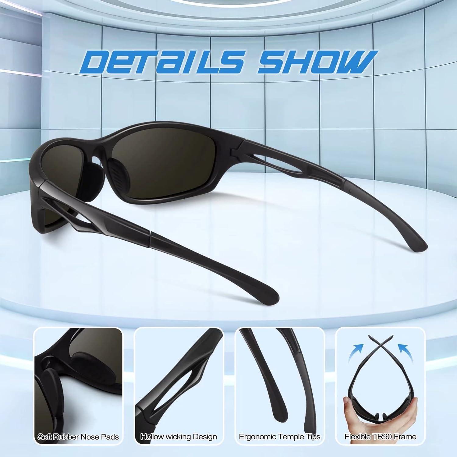 Polarisierte Sport-Sonnenbrille mit TR90-Rahmen für Herren UV400