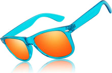 Polarisierte Retro Sonnenbrille UV400 Cat 3 CE 1 Blauer Rahmen & Rot