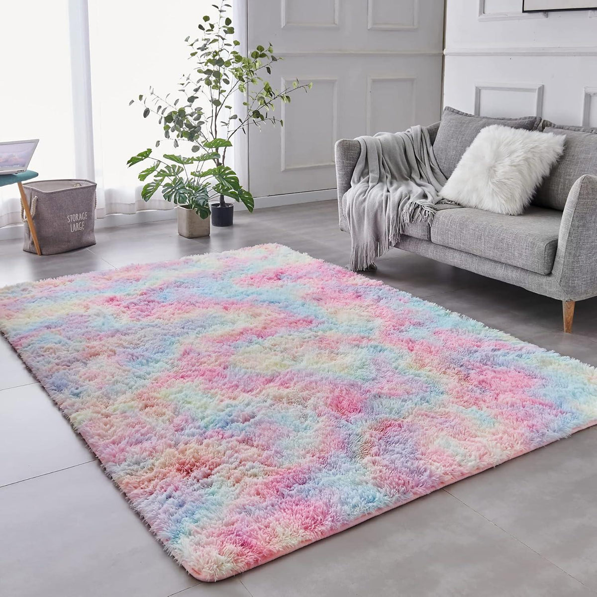 Weicher Hochflor Shaggy Teppich Regenbogen 200x300 cm