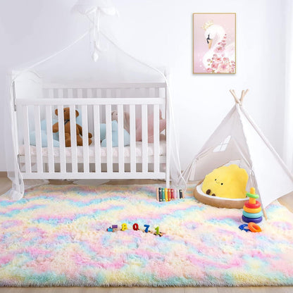 Weicher Hochflor Shaggy Teppich Regenbogen 200x300 cm