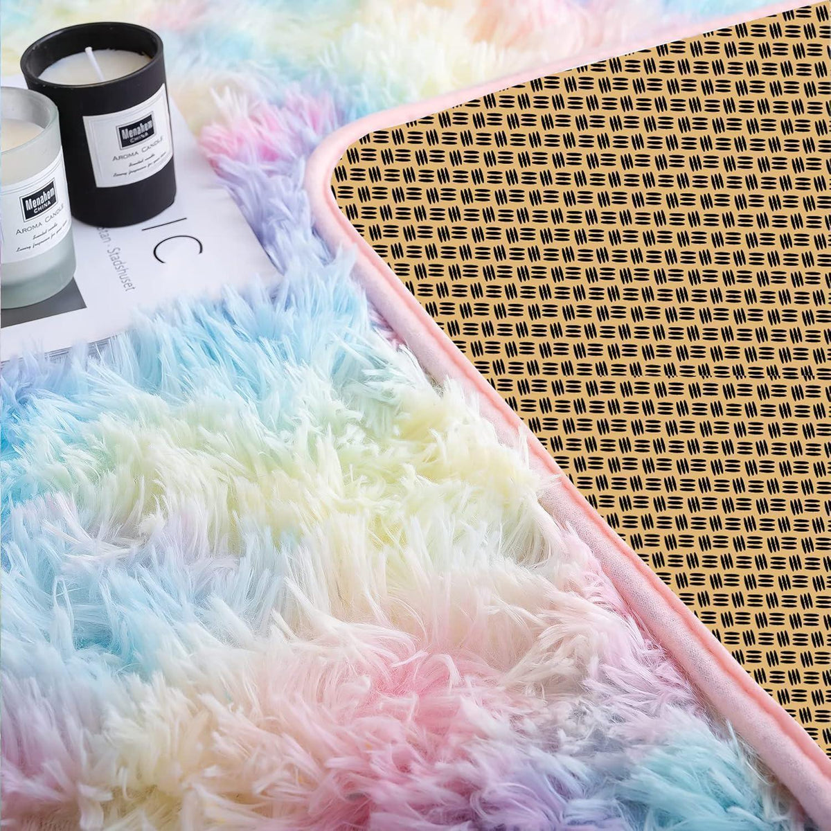Weicher Hochflor Shaggy Teppich Regenbogen 200x300 cm