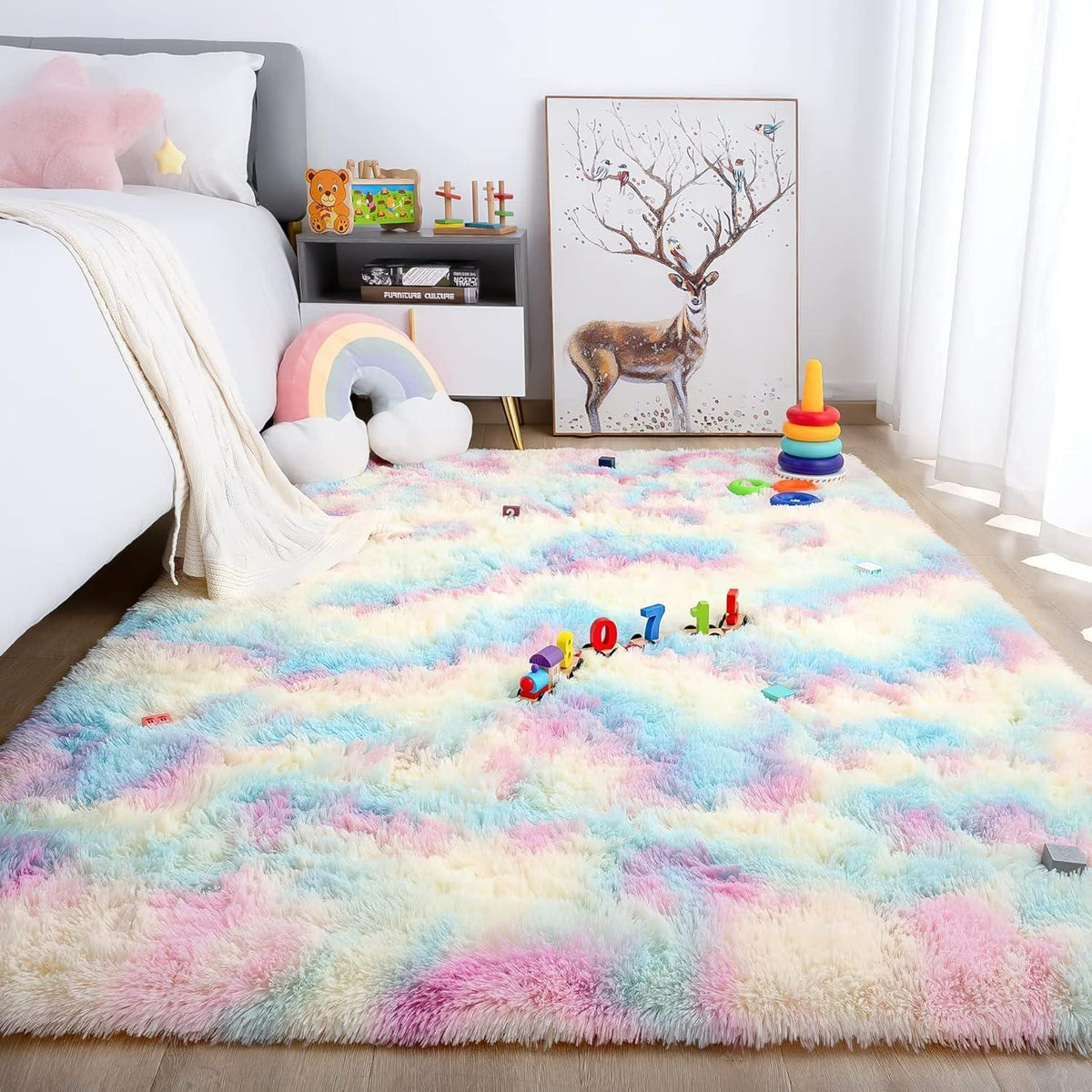 Weicher Hochflor Shaggy Teppich Regenbogen 200x300 cm