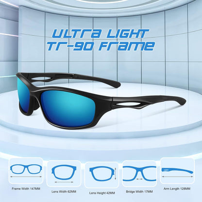 LINVO Polarisierte Herren-Sonnenbrille TR90 Sportbrille UV400 Cat 3 CE