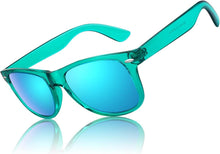 Polarisierte Retro Sonnenbrille Rechteckig Vintage UV400 Blau Linse