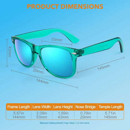 Polarisierte Sonnenbrille Retro Stil blau verspiegelte Linse UV400