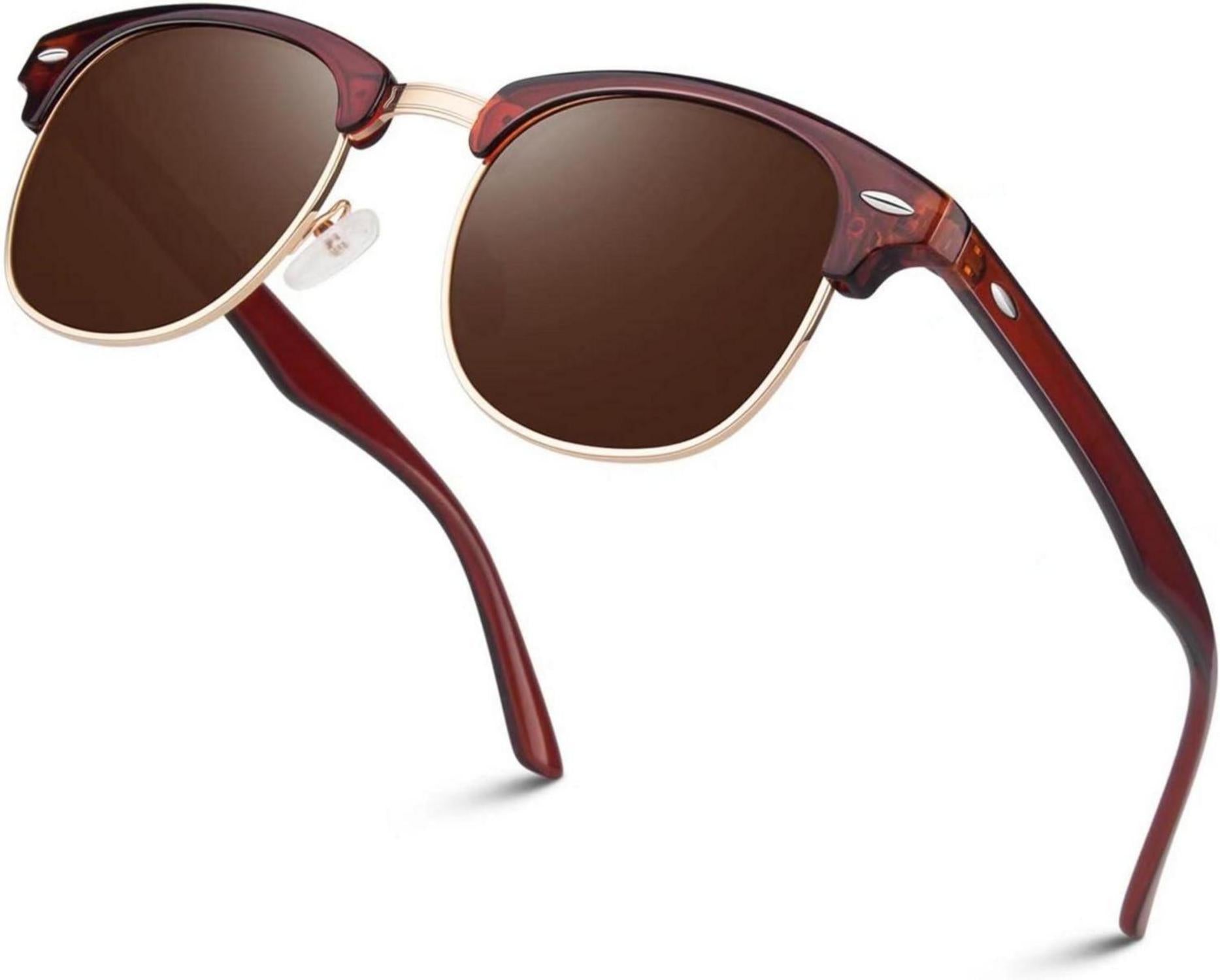 Polarisierte Retro-Sonnenbrille Halbrahmen UV400 Braun