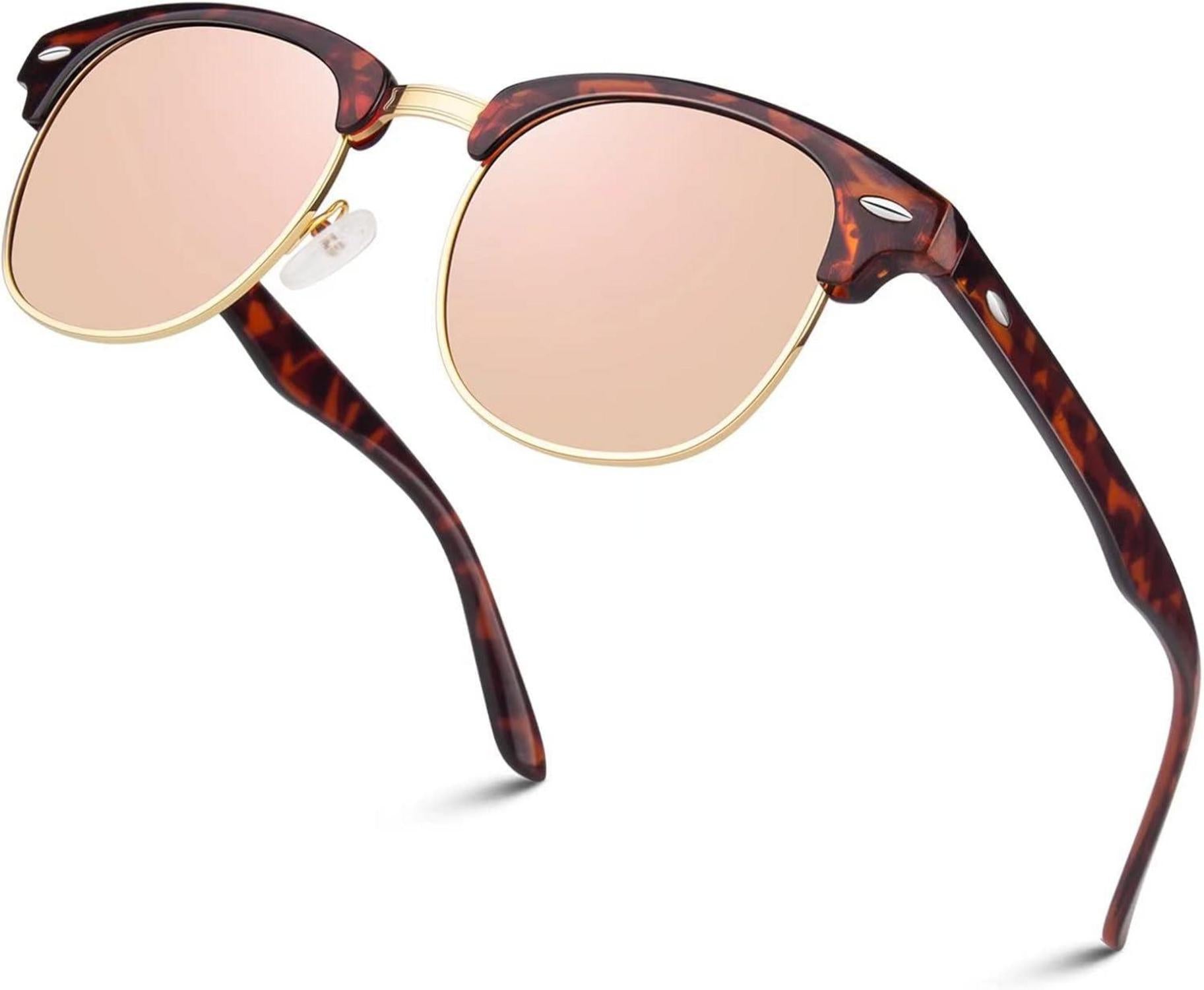 LINVO Polarisierte Retro Sonnenbrille UV400 Schildkröte/Rosa