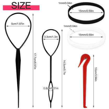Mini Haargummis Set 1000 Stück Schwarz Transparent Cutter