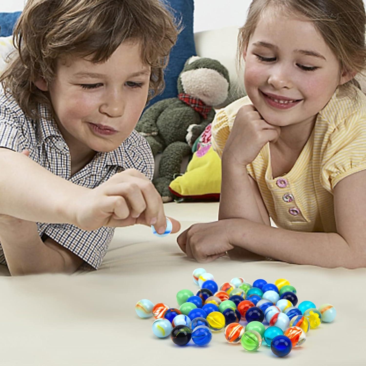 160Stk. Glasmurmeln 16mm Bunt Kinder Deko Spielzeug Strandtasche