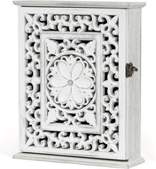 Schlüsselkasten Holz Vintage Weiß Schlüsselbox 6 Haken 27x21x7cm