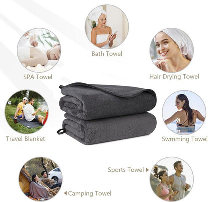 Weiches Mikrofaser Badetuch-Set 2er Pack hoch saugfähig 68,6 x 137,2 cm Grau