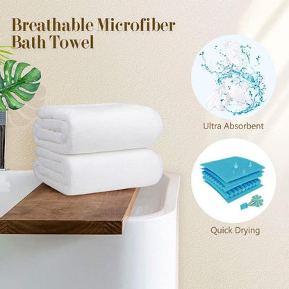 Badetuch-Set Weiß Mikrofaser Sport Yoga Set 4er-Pack