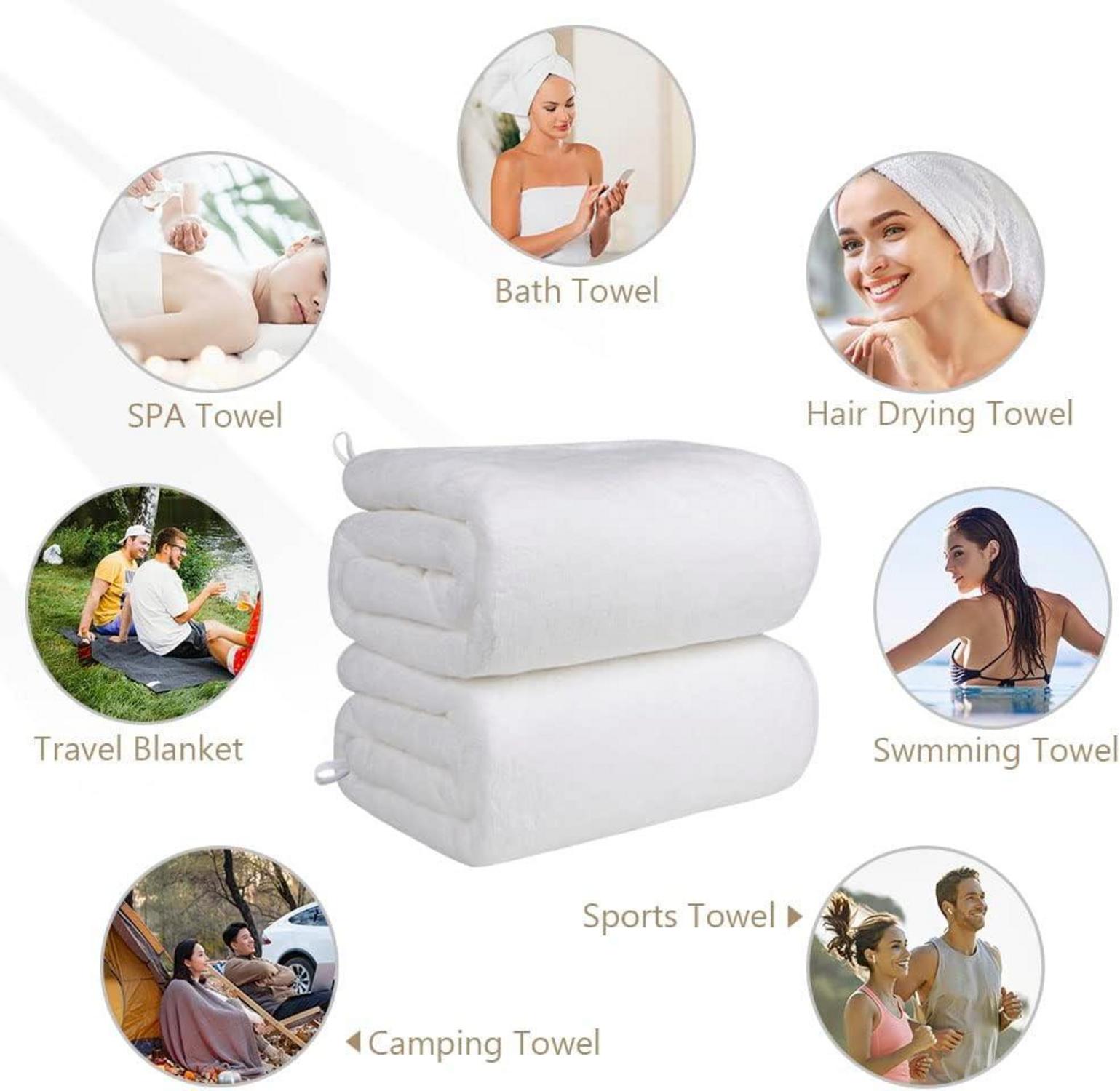 4er-Pack Weißes Mikrofaser-Badetuch-Set 68,6 x 137,2 cm - Saugfähig und Schnell