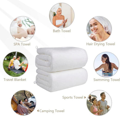 4er-Pack Weißes Mikrofaser-Badetuch-Set 68,6 x 137,2 cm - Saugfähig und Schnell